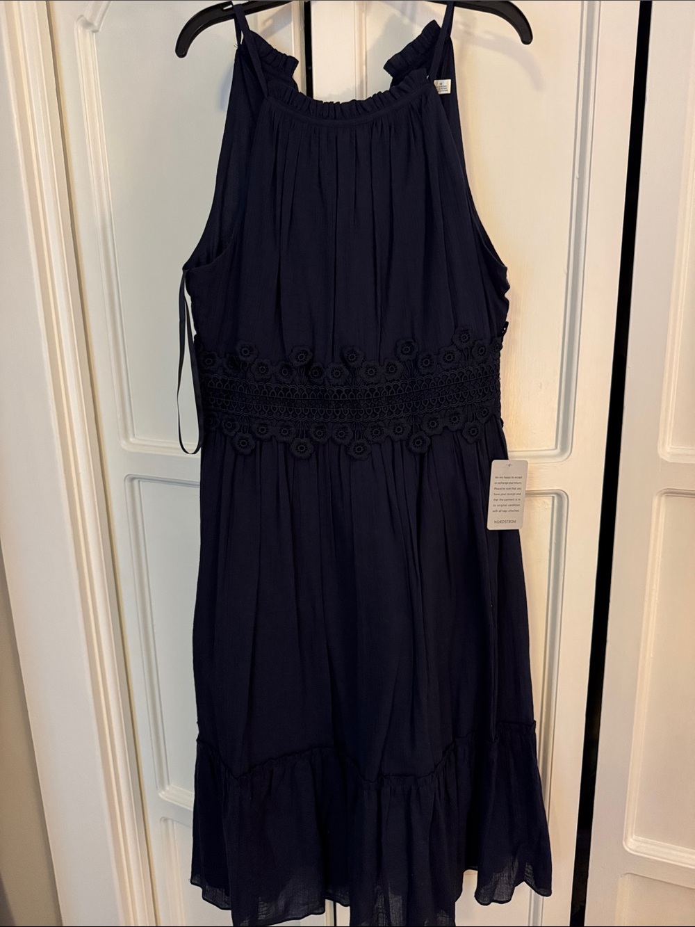 Eliza J Navy Crochet-Waist Sundress